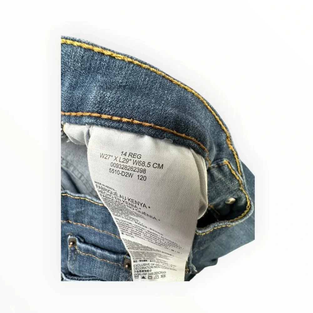 Levi's Jeans Boys 14 Reg Blue 510 Skinny‎ W27 L29 Medium Wash Denim Stretch